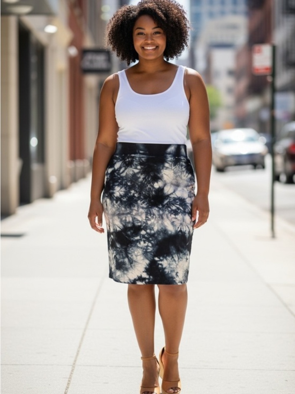 torrid Black and White Tie-Dye Midi Pencil Skirt